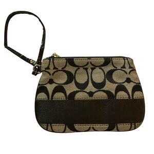 Coach Black Signature CC Monogram Wristlet